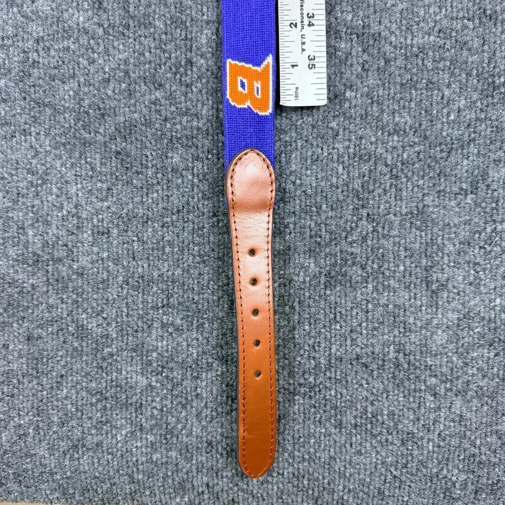 Smathers and Branson Boise State Football belt size 40 leather Brass Needlepoint